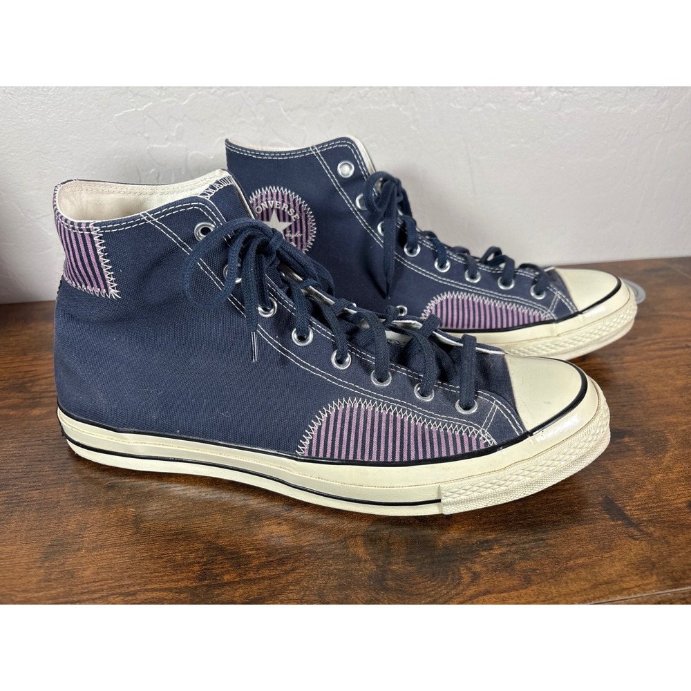 Converse Chuck 70 High Navy Striped Patchwork Sneakers 167072C Mens 13 Womens 15